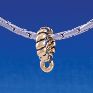 B1304 tlf - Twist Rope Charm Hanger - Gold Large Hole Bead