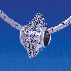 B1306 tlf - Large Fancy Sqaure with Rope Border - Im. Rhodium Plated Large Hole Bead