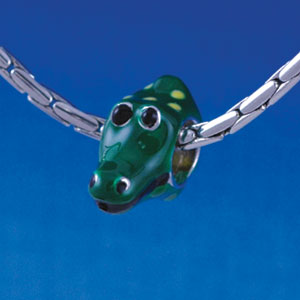 B1333 tlf - Enamel Alligator - Im. Rhodium Plated Large Hole Bead