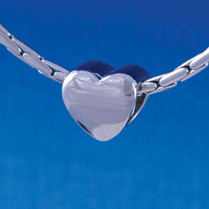 B1346 tlf - Smooth 2 Sided Heart - Im. Rhodium Plated Large Hole Bead