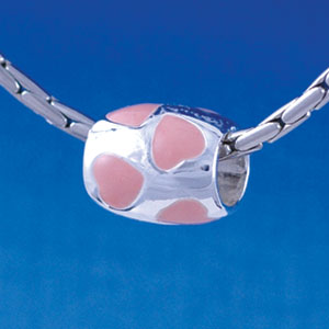B1349 tlf - Multi Pink Heart Tube - Silver Plated Large Hole Bead