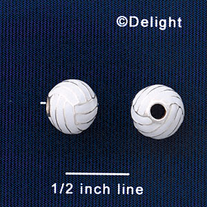 B1420 tlf - 10mm Volleyball - Silver Plated Bead