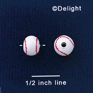 B1421 tlf - 8mm Baseball - Silver Plated Bead