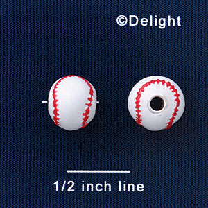 B1422 tlf - 10mm Baseball - Silver Plated Bead