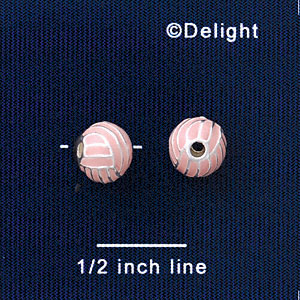 B1423 tlf - 8mm Pink Volleyball/Water Polo - Silver Plated Bead