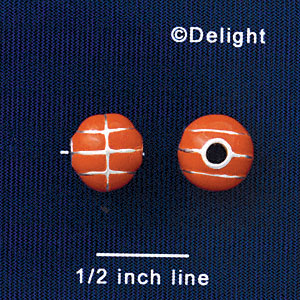 B1430 tlf - 10mm Basketball - Silver Plated Bead