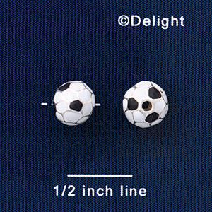 B1433 tlf - 8mm Soccer ball - Silver Plated Bead