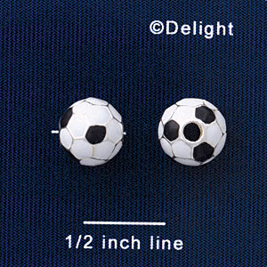 B1434 tlf - 10mm Soccer ball - Silver Plated Bead