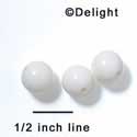 B1061 - 10 mm Resin Round Beads - White (12 per package)