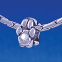 B1098 tlf - Mini Silver Paw with AB Swarovski Crystal - Im. Rhodium Large Hole Beads