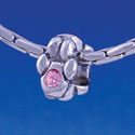B1099 tlf - Mini Silver Paw with Pink Swarovski Crystal - Im. Rhodium Large Hole Beads