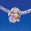 B1101 tlf - Mini Gold Paw with Pink Swarovski Crystal - Gold Large Hole Beads
