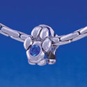 B1102 tlf - Mini Silver Paw with Blue Swarovski Crystal - Im. Rhodium Large Hole Beads