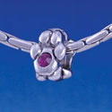 B1103 tlf - Mini Silver Paw with Purple Swarovski Crystal - Im. Rhodium Large Hole Beads