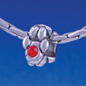 B1104 tlf - Mini Silver Paw with Red Swarovski Crystal - Im. Rhodium Large Hole Beads