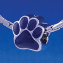 B1108 tlf - Large Navy Blue Paw - 2 Sided - Im. Rhodium Large Hole Beads