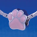 B1109 tlf - Large Pink Paw - 2 Sided - Im. Rhodium Large Hole Beads