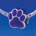 B1110 tlf - Large Purple Paw - 2 Sided - Im. Rhodium Large Hole Beads