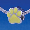 B1113 tlf - Large Yellow Paw - 2 Sided - Im. Rhodium Large Hole Beads