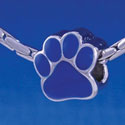 B1117 tlf - Large Royal Blue Paw - 2 Sided - Im. Rhodium Large Hole Beads