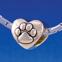 B1130 tlf - Large Gold Paw - 2 Sided - Gold Large Hole Beads