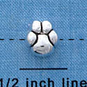 B1132 tlf - Mini Silver Paw - 2 Sided - Silver Plated Bead
