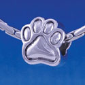 B1137 tlf - Antiqued Silver Paw - 2 Sided - Im. Rhodium Large Hole Beads