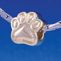 B1138 tlf - Antiqued Gold Paw - 2 Sided - Gold Large Hole Beads