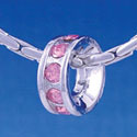 B1154 tlf - 12mm Pink Swarovski Crystal Rondelle - Im. Rhodium Large Hole Beads