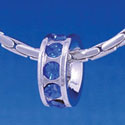 B1155 tlf - 12mm Blue Sapphire Swarovski Crystal Rondelle - Im. Rhodium Large Hole Beads