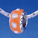 B1157 tlf - Large Spacer - Orange with Swarovski Crystals - Im. Rhodium Large Hole Beads