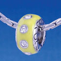 B1158 tlf - Large Spacer - Yellow with Swarovski Crystals - Im. Rhodium Large Hole Beads