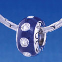 B1162 tlf - Large Spacer - Navy Blue with Swarovski Crystals - Im. Rhodium Large Hole Beads