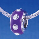 B1163 tlf - Large Spacer - Purple with Swarovski Crystals - Im. Rhodium Large Hole Beads