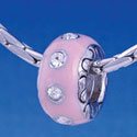 B1165 tlf - Large Spacer - Pink with Swarovski Crystals - Im. Rhodium Large Hole Beads