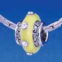 B1169 tlf - Large Spacer - Yellow Center with Clear Swarovski Crystals - Im. Rhodium Large Hole Beads