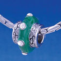 B1171 tlf - Large Spacer - Green Center with Clear Swarovski Crystals - Im. Rhodium Large Hole Beads