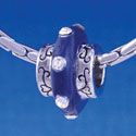 B1173 tlf - Large Spacer - Navy Blue Center with Clear Swarovski Crystals - Im. Rhodium Large Hole Beads