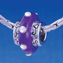 B1174 tlf - Large Spacer - Purple Center with Clear Swarovski Crystals - Im. Rhodium Large Hole Beads