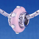 B1176 tlf - Large Spacer - Pink Center with Clear Swarovski Crystals - Im. Rhodium Large Hole Beads