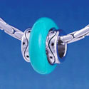 B1184 tlf - Large Spacer - Teal Center - Im. Rhodium Large Hole Beads