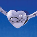 B1190 tlf - Christian Fish with AB Crystal in Heart - Im. Rhodium Large Hole Bead