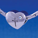 B1191 tlf - Cross with AB Crystal in Heart - Im. Rhodium Large Hole Bead