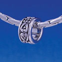 B1195 tlf - Large Spacer - Silver Heart Scroll Pattern - Im. Rhodium Large Hole Bead