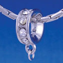 B1197 tlf - Clear Swarovski Crystal Rondelle with Loop - Im. Rhodium Large Hole Bead