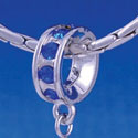 B1198 tlf - Blue Sapphire Swarovski Crystal Rondelle with Loop - Im. Rhodium Large Hole Bead