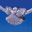 B1210 tlf - Silver 2-D Angel with Heart - Im. Rhodium Large Hole Bead