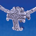 B1211 tlf - Silver 2-D Antiqued Celtic Cross - Im. Rhodium Large Hole Bead