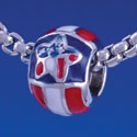 B1240 tlf - Red, White and Blue Star - Im. Rhodium Large Hole Beads