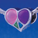 B1251 tlf - Enamel Peace Heart - Im. Rhodium Large Hole Beads